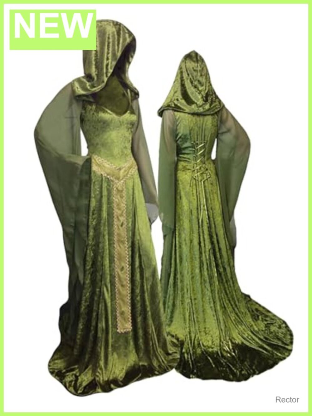 Medieval Lace-Up Hooded Cloak Robe Long Dress Cosplay Costume